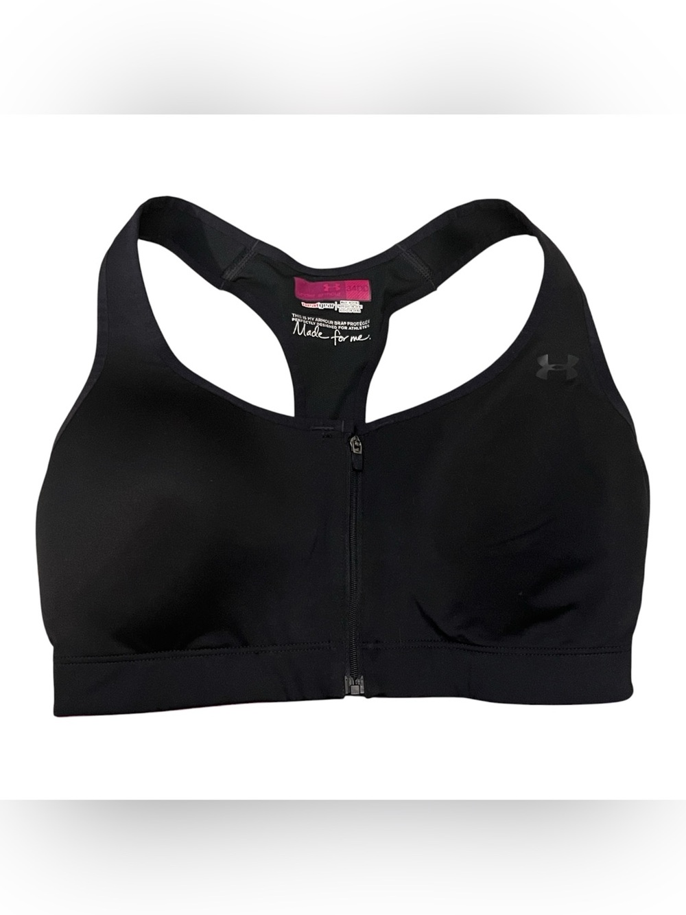 Under Armour Black Front-Zip Racerback Sports Bra